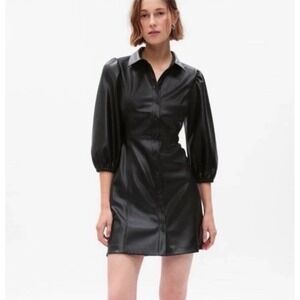 GAP Vegan Leather Mini Dress Black Date Night Womens Medium NWT